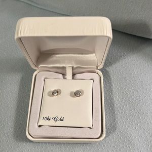 10KT Gold Cubic Zirconia Round Earrings